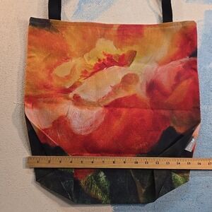 Pixels Tote Bag Floral Art Print Large Canvas Shoulder Bag Women Like New Flower